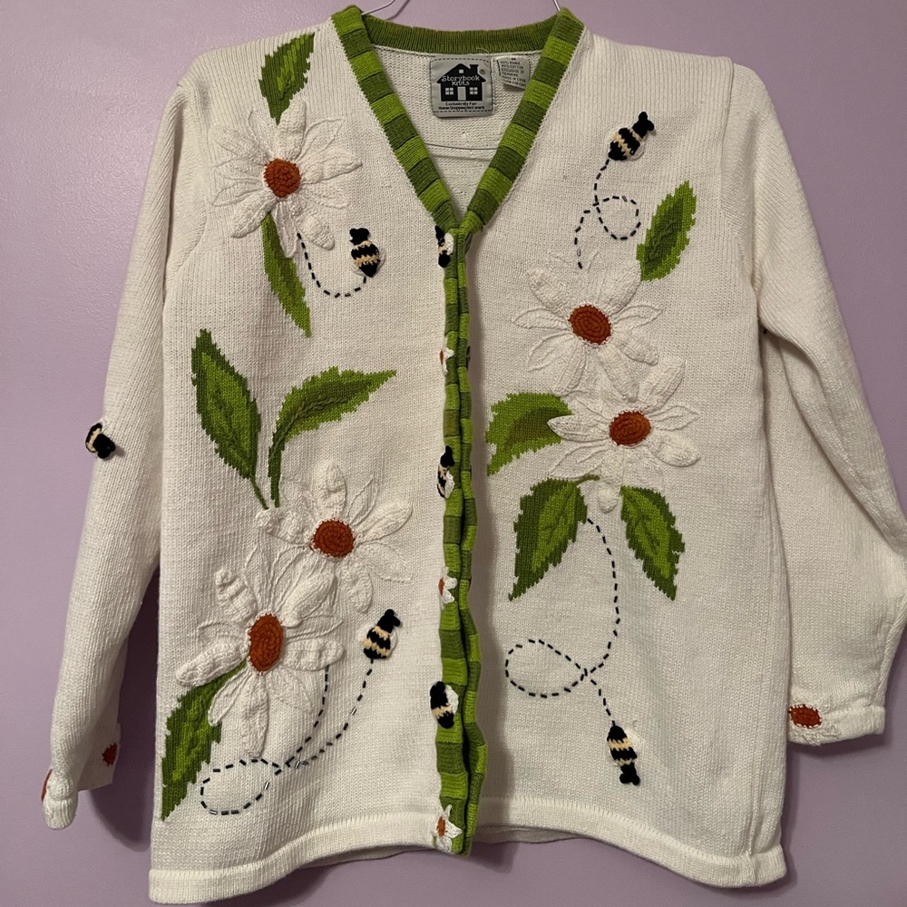 Floral Embroidered Cardigan Sweater